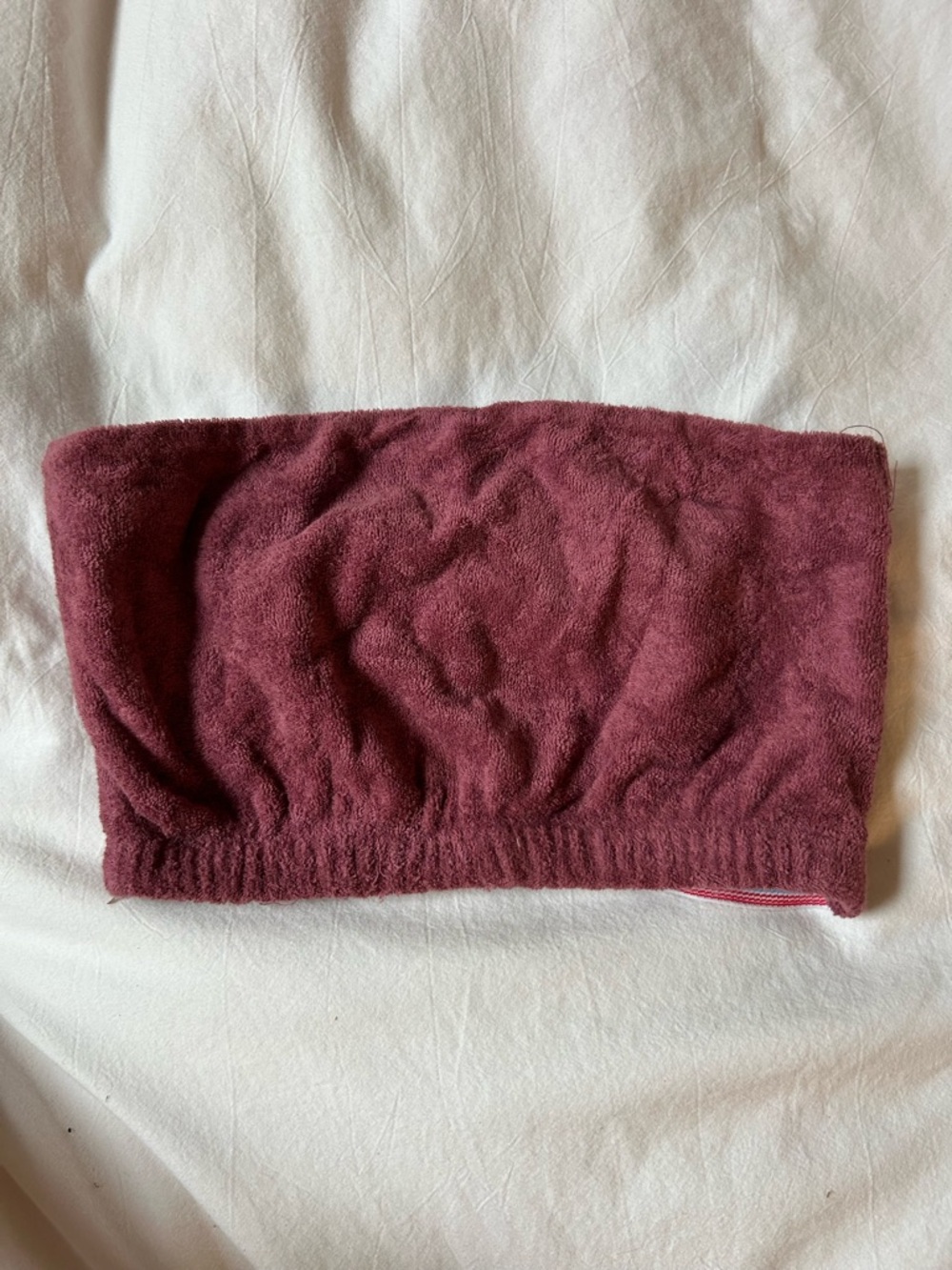 silence + noise Maroon Strapless Terry Cloth Crop Top